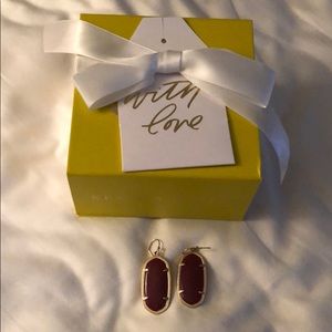 Kendra Scott burgundy and gold earrings. Like new.
